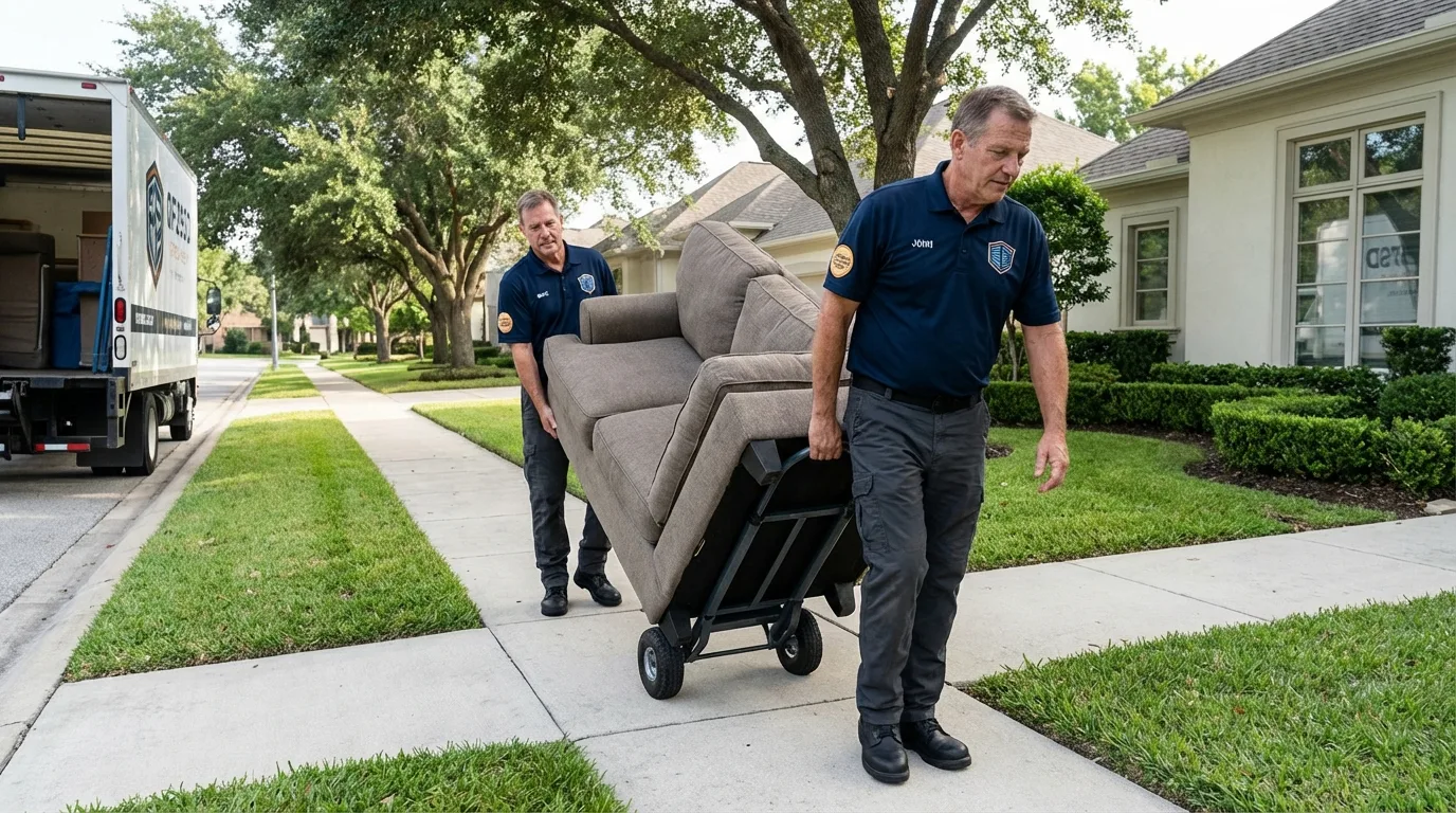 Local residential moving crew loading furniture in Columbia City, OR